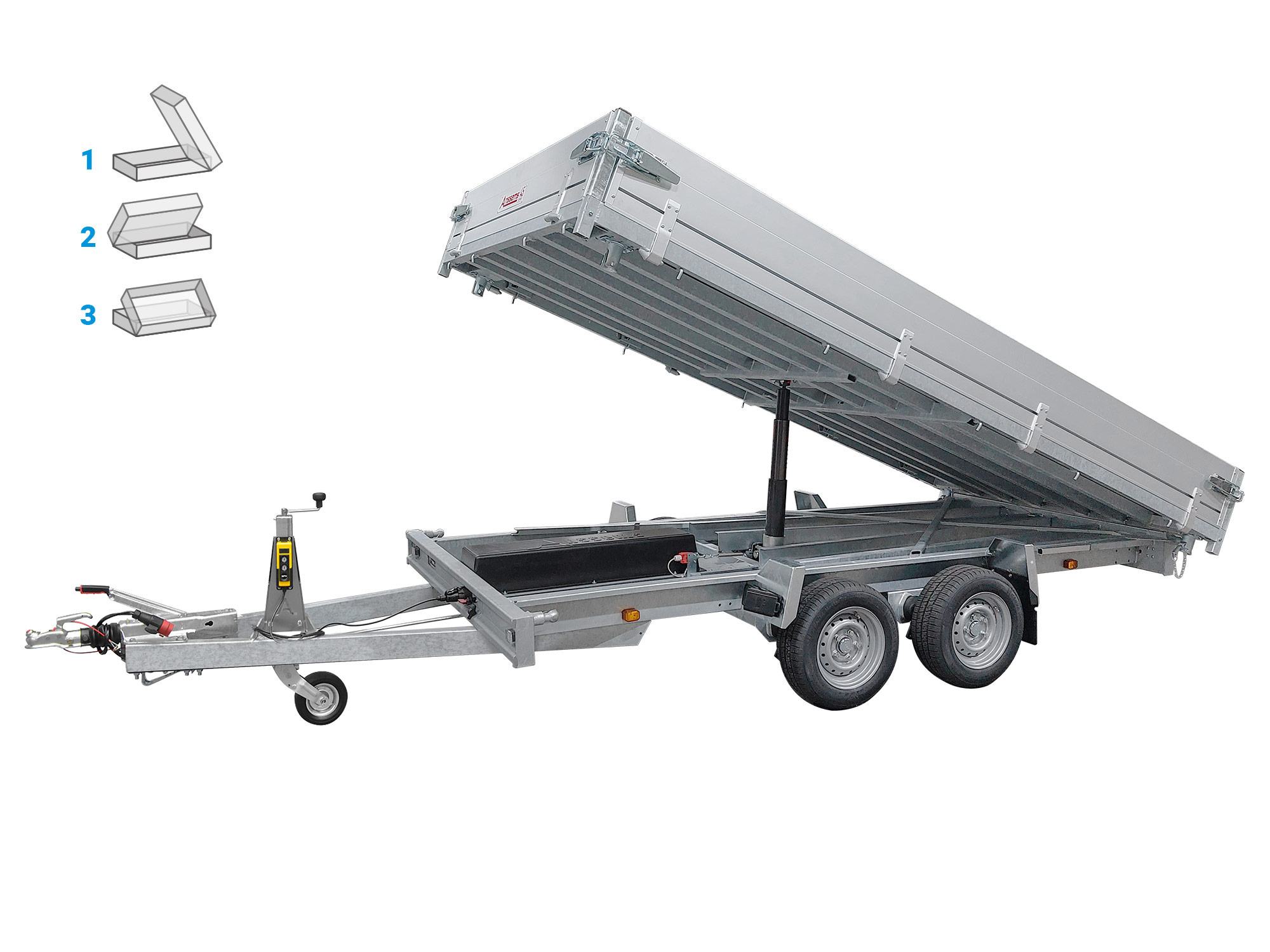 Anssems 3-Seitenkipper KSX 3000 kg, Ladefläche 3.55x1.78m - Elektrisch