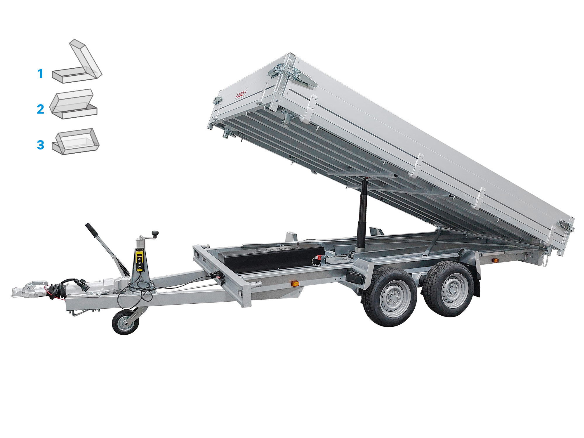 Anssems 3-Seitenkipper KSX 3500 kg, Ladefläche 3.55 x 1.78m - Elektrisch